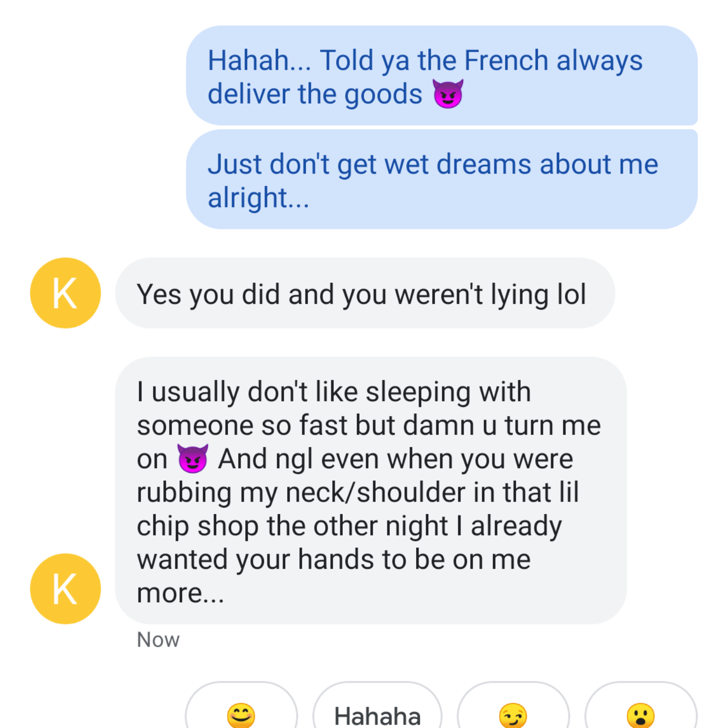Text message — woman chasing
